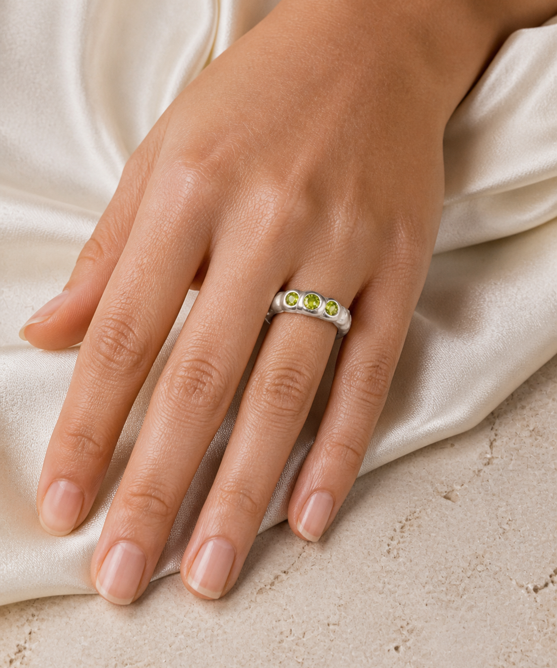 Model wearing Verena Gem Trio Ring