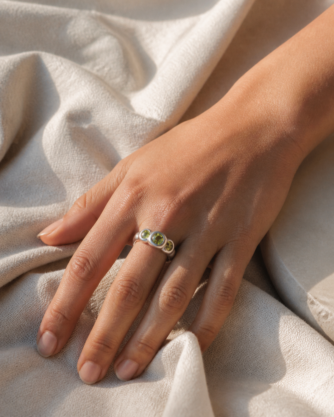 Verena Gem Trio Ring worn detail