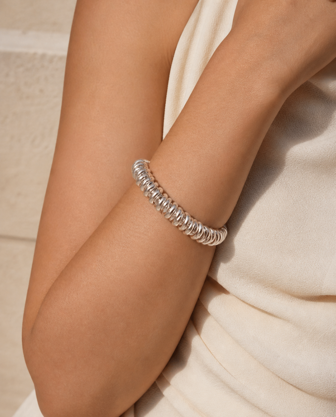 Model wearing Selene Beaded Bracelet