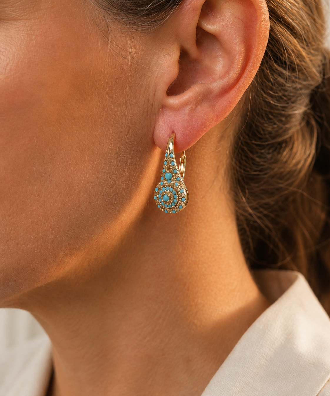 Model wearing Isola Mosaic Earrings