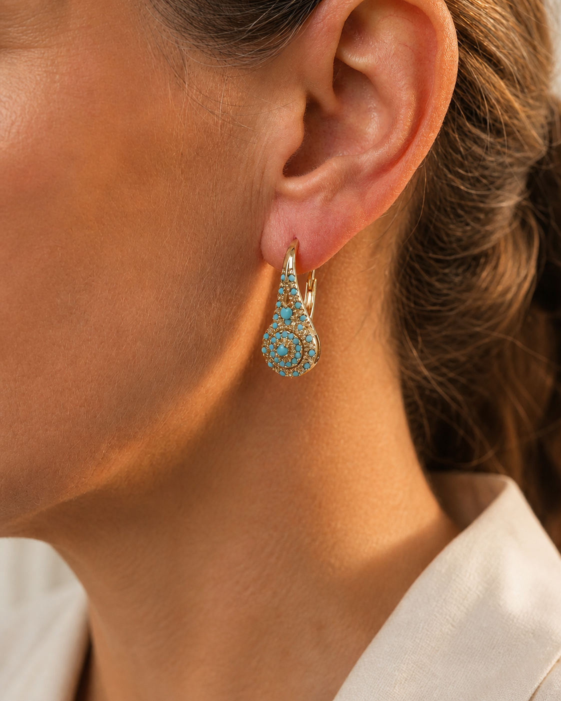 Model wearing Isola Mosaic Earrings