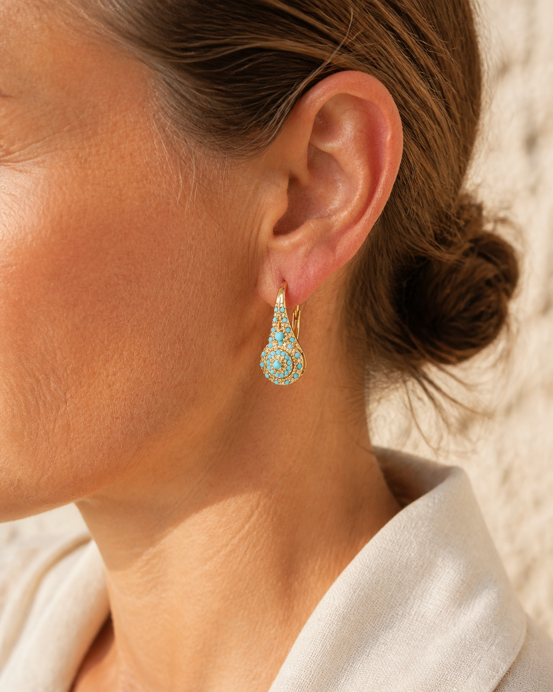 Isola Mosaic Earrings worn detail