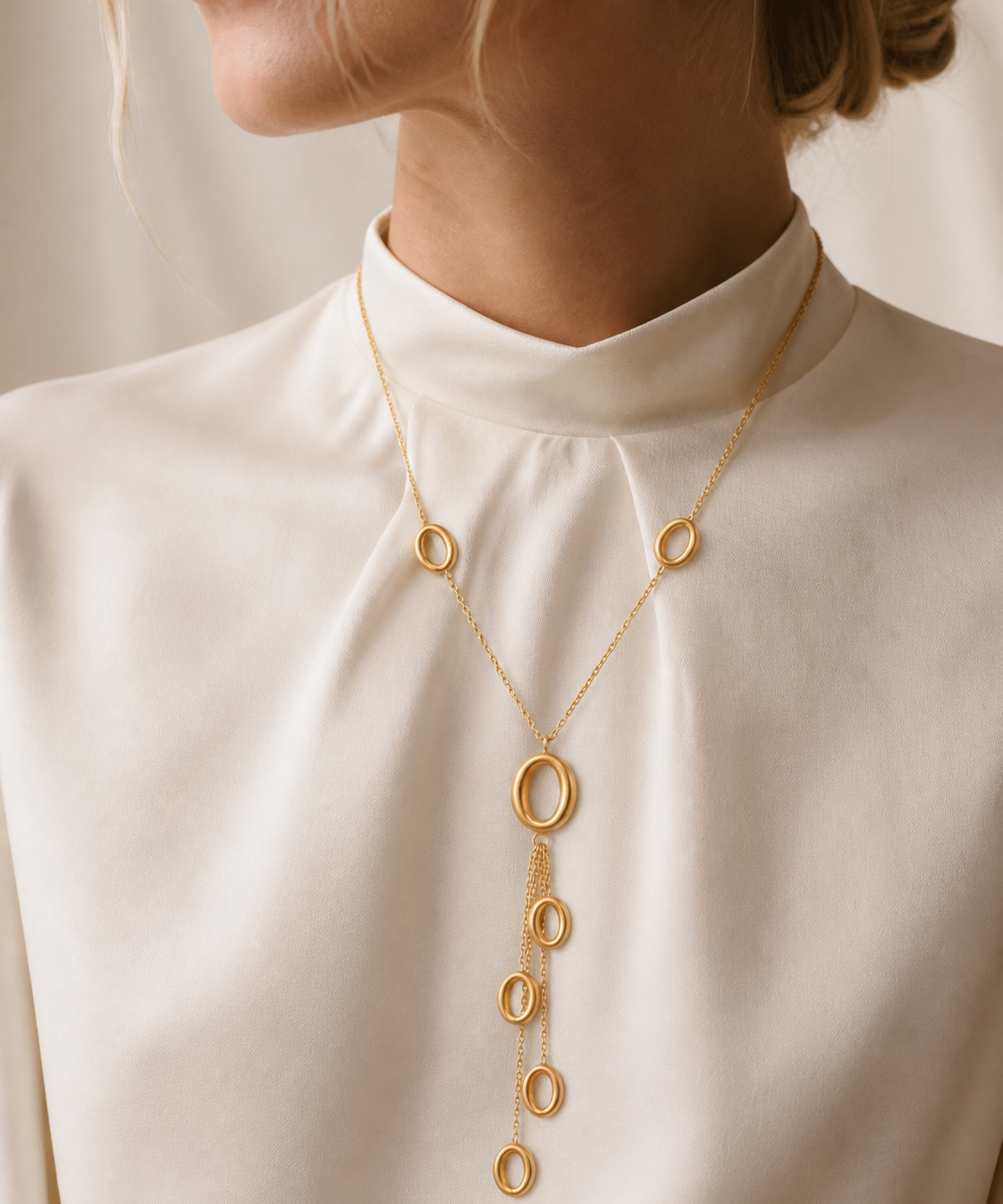 Model wearing Ardea Geometric Necklace