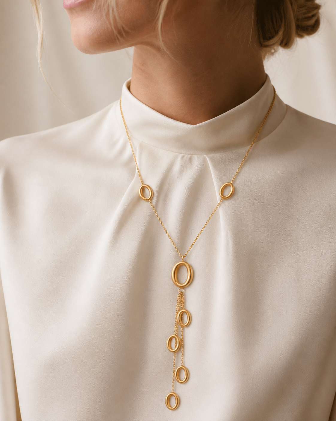 Model wearing Ardea Geometric Necklace