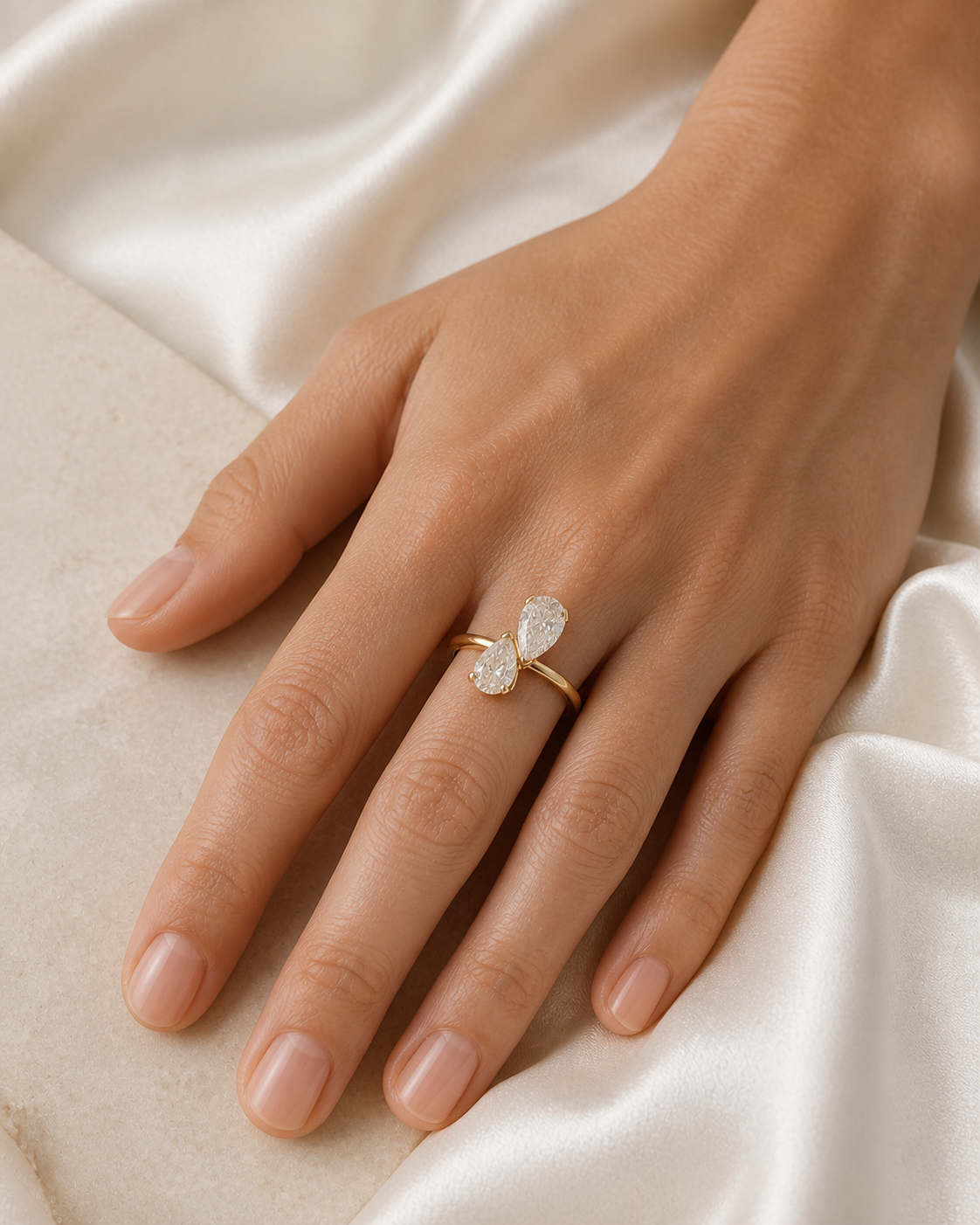 Lyra Duo Stone Ring worn detail