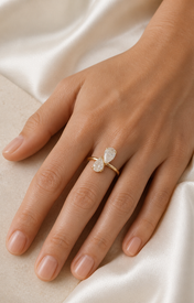 Lyra Duo Stone Ring worn detail