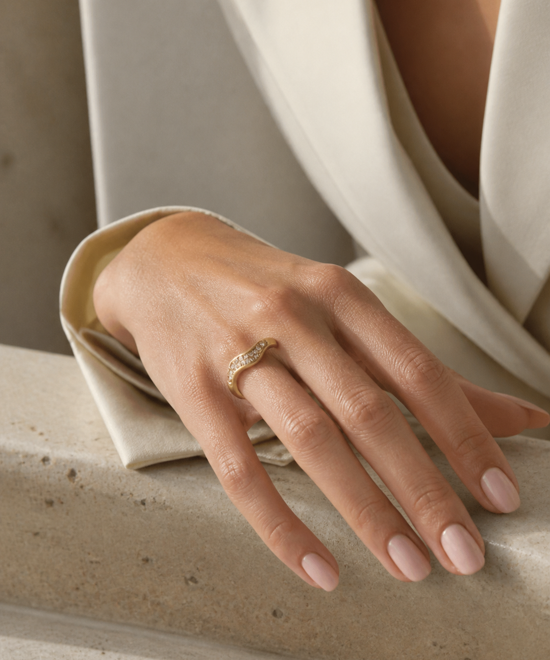 Model wearing Halo Open Ring
