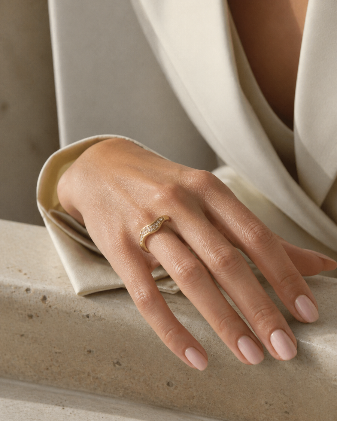 Model wearing Halo Open Ring
