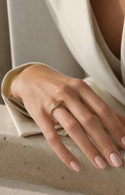Model wearing Halo Open Ring