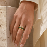 Model wearing Solara Sculpted Ring