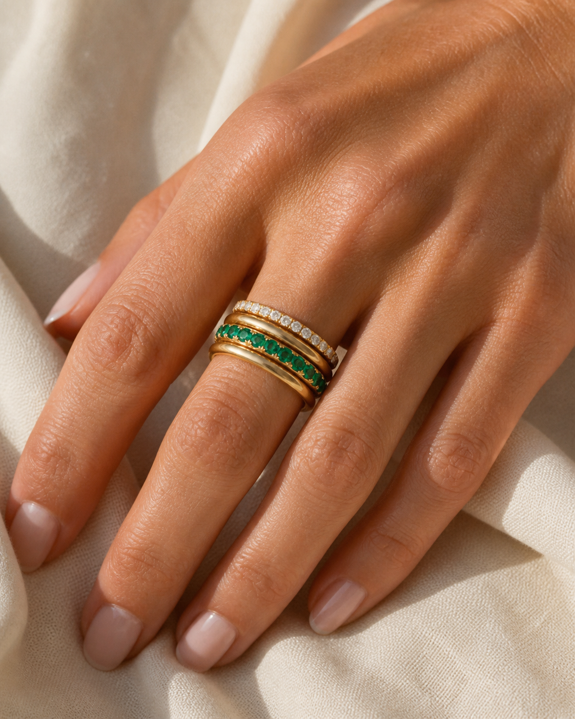 Solara Sculpted Ring worn detail