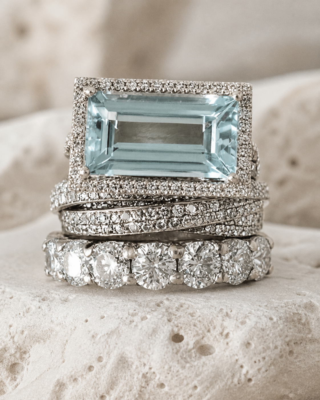 Nova Zircon Ring Stack detail view