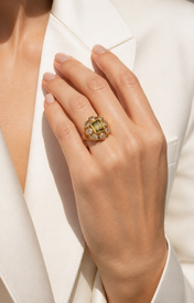 Model wearing Miro Geometric Ring