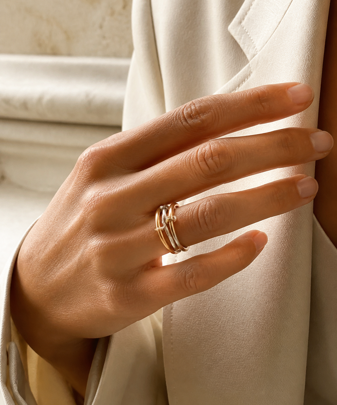Model wearing Prisma Colour Ring