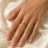 Model wearing Ophira Gold-Plated Steel Ring