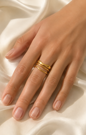 Model wearing Ophira Gold-Plated Steel Ring