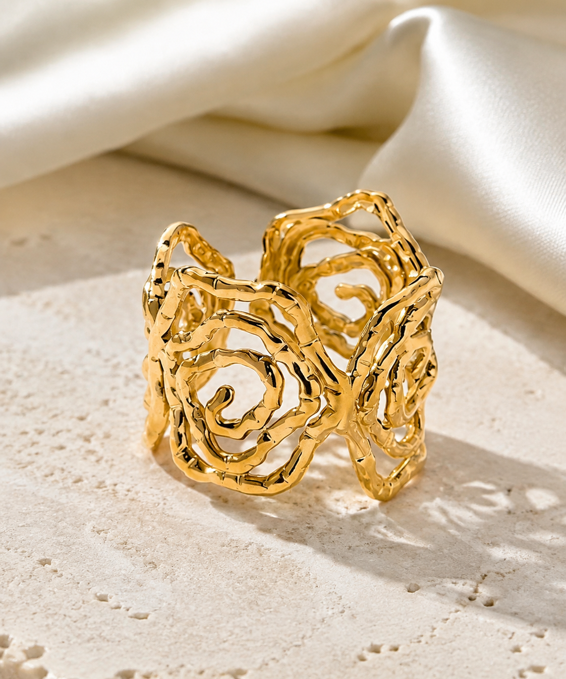 Rosalind Gold-Plated Steel Ring close detail