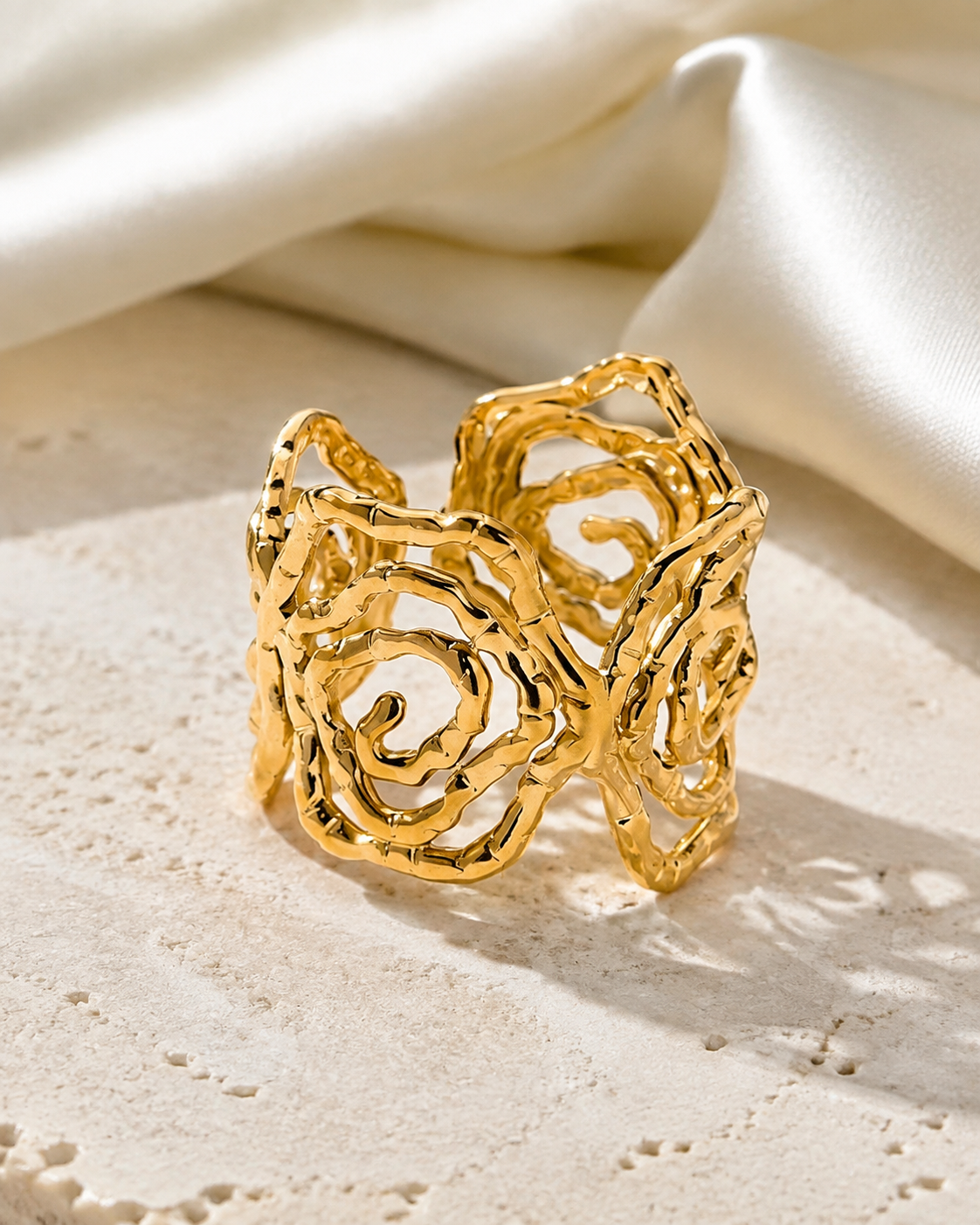 Rosalind Gold-Plated Steel Ring close detail