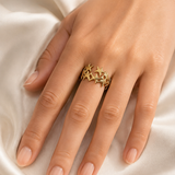 Model wearing Calla Gold-Plated Steel Ring