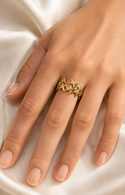 Model wearing Calla Gold-Plated Steel Ring