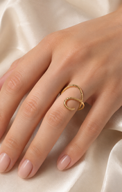 Model wearing Delphine Gold-Plated Steel Ring