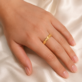 Model wearing Esme Gold-Plated Steel Ring