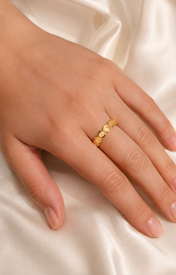 Model wearing Esme Gold-Plated Steel Ring