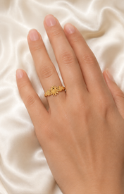 Model wearing Faye Gold-Plated Steel Ring