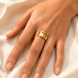 Model wearing Giselle Gold-Plated Steel Ring
