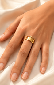Model wearing Giselle Gold-Plated Steel Ring