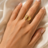 Model wearing Josie Gold-Plated Steel Ring
