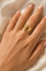 Model wearing Josie Gold-Plated Steel Ring