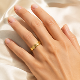 Model wearing Kiera Gold-Plated Steel Ring