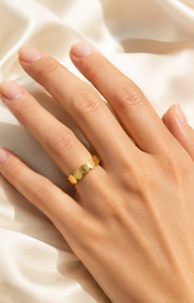 Model wearing Kiera Gold-Plated Steel Ring