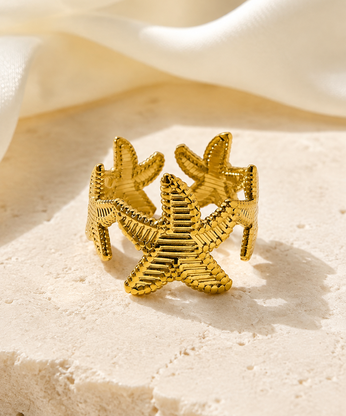 Marisela Gold-Plated Steel Ring close detail