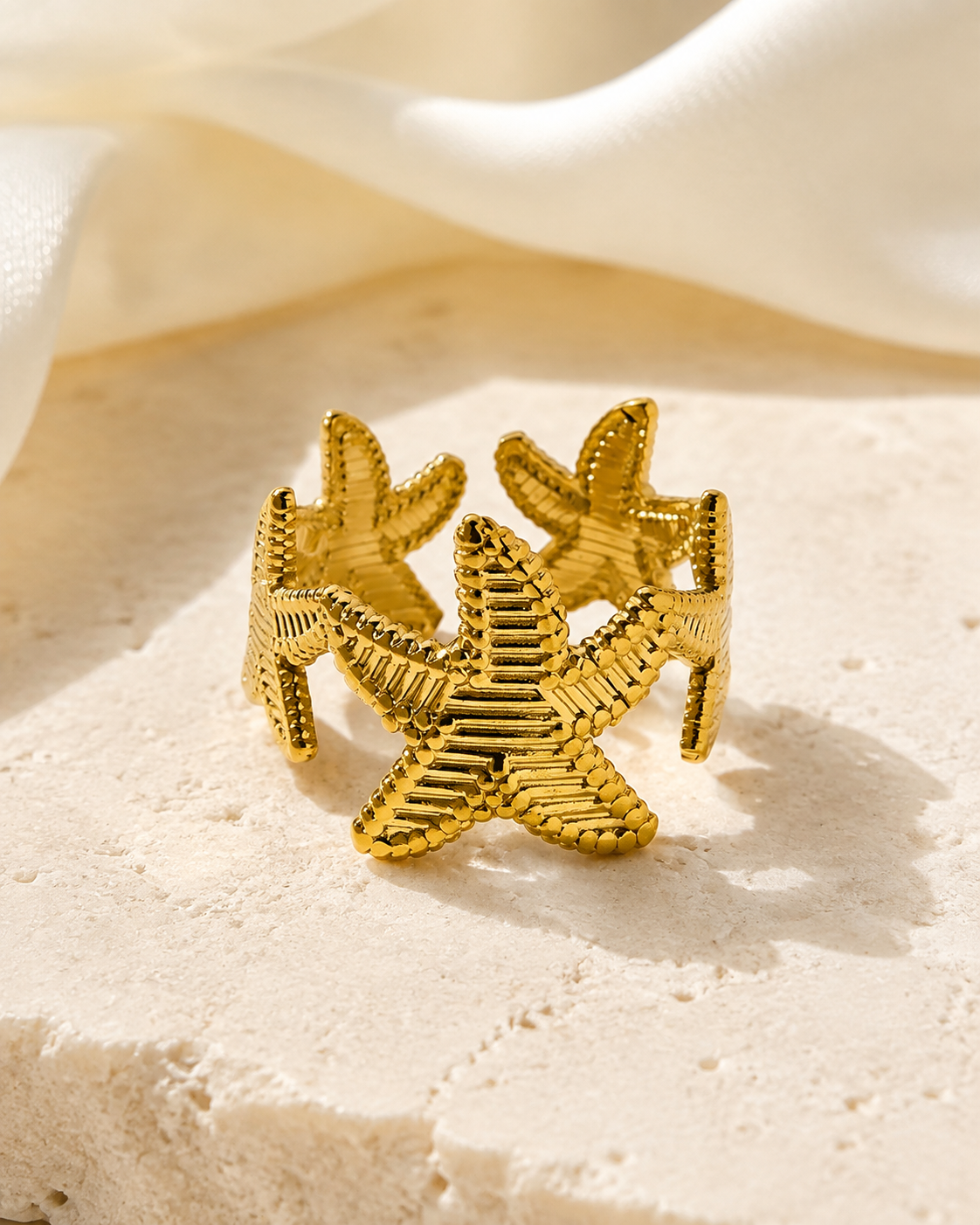 Marisela Gold-Plated Steel Ring close detail