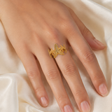 Model wearing Marisela Gold-Plated Steel Ring