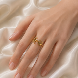 Model wearing Opaline Gold-Plated Steel Ring