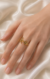 Model wearing Opaline Gold-Plated Steel Ring