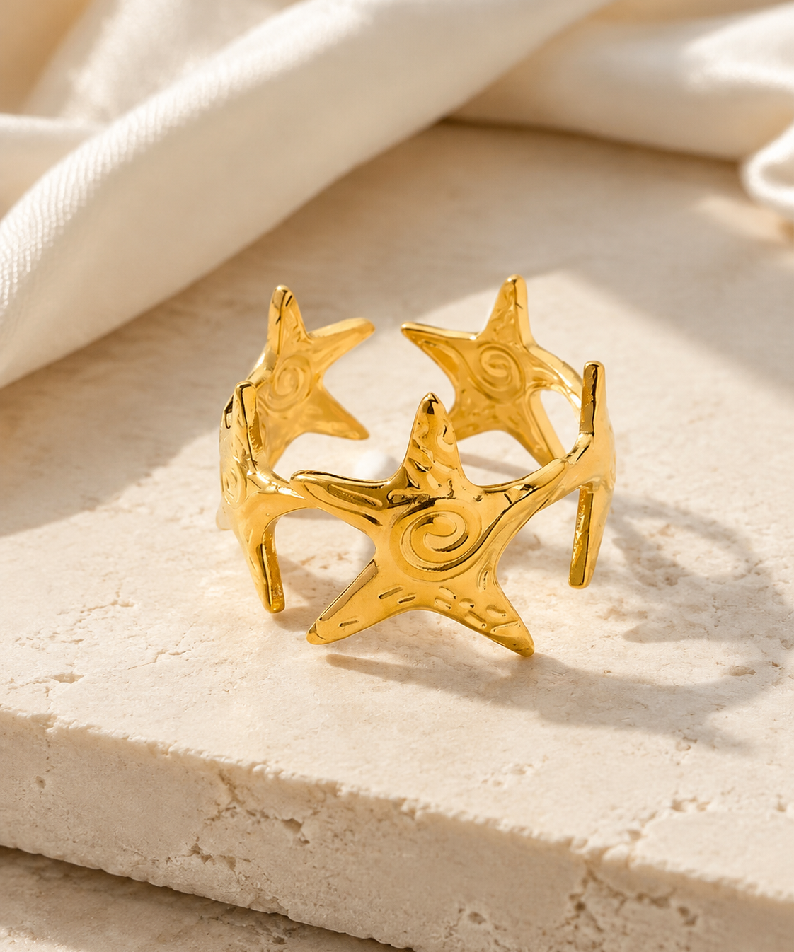Quinlan Gold-Plated Steel Ring close detail