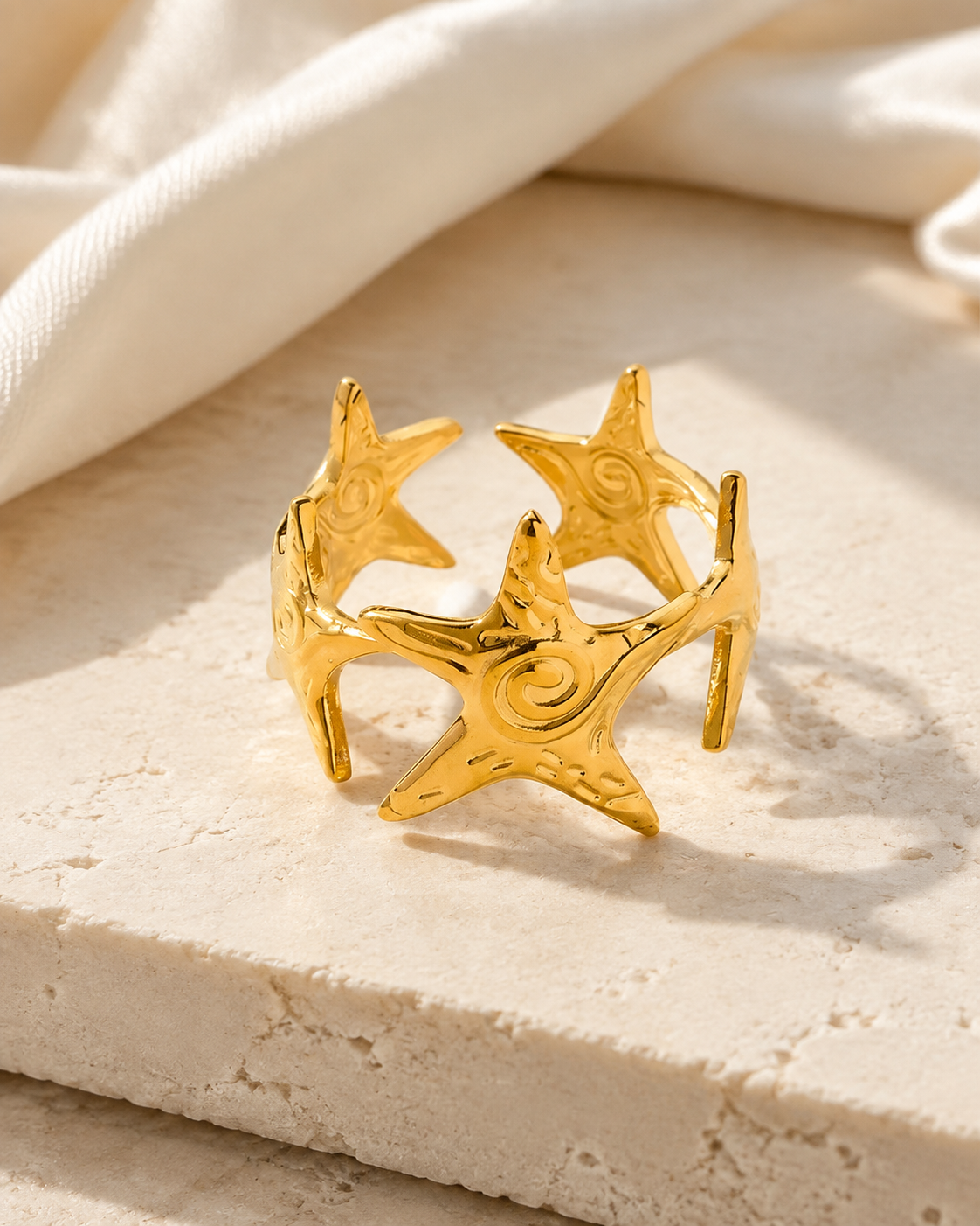 Quinlan Gold-Plated Steel Ring close detail