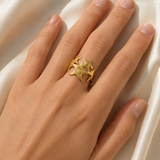 Model wearing Quinlan Gold-Plated Steel Ring