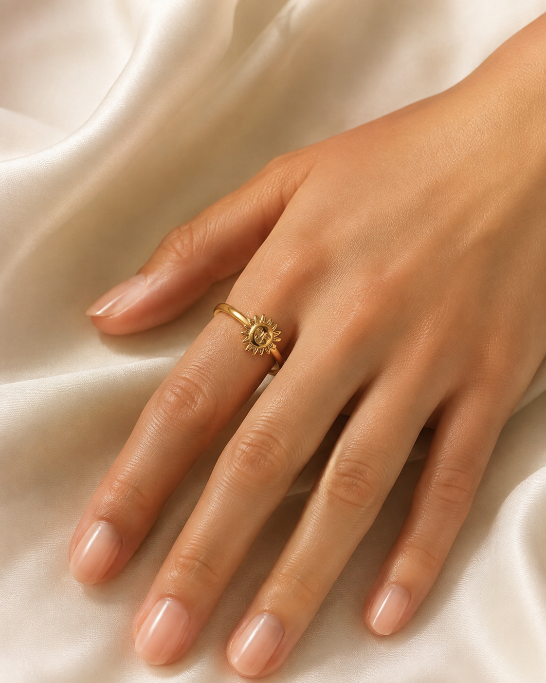 Model wearing Seraphine Gold-Plated Steel Ring