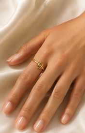 Model wearing Seraphine Gold-Plated Steel Ring