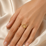 Model wearing Tessaly Gold-Plated Steel Ring