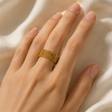 Model wearing Undine Gold-Plated Steel Ring