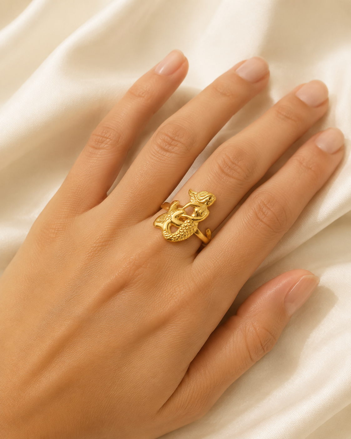 Model wearing Violette Gold-Plated Steel Ring