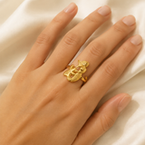 Model wearing Violette Gold-Plated Steel Ring