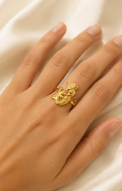 Model wearing Violette Gold-Plated Steel Ring