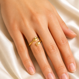 Model wearing Yara Gold-Plated Steel Ring